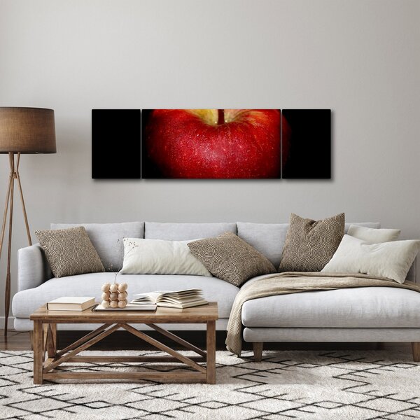 Obraz jabłka na czarnym tle (170x50 cm)
