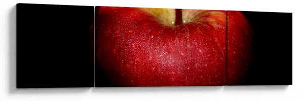 Obraz jabłka na czarnym tle (170x50 cm)
