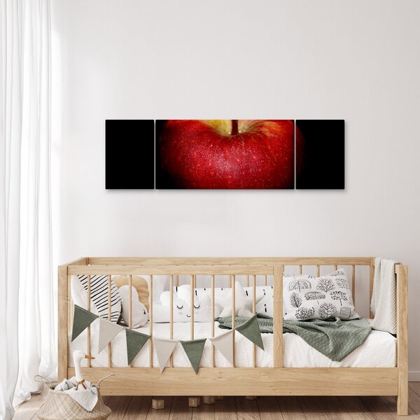 Obraz jabłka na czarnym tle (170x50 cm)