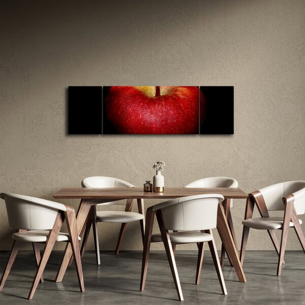 Obraz jabłka na czarnym tle (170x50 cm)