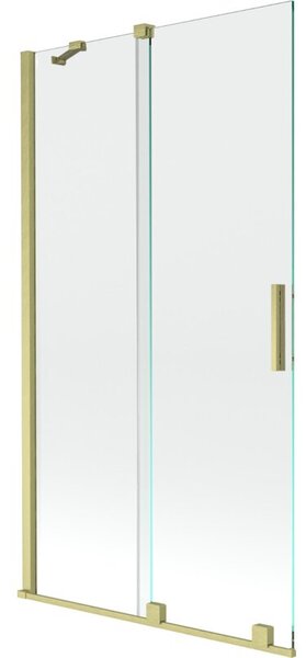 Mexen Velar parawan nawannowy 2-skrzydłowy rozsuwany 100 x 150 cm, transparent, złoty szczotkowany - 896-100-000-01-55