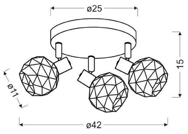 Lampa sufitowa z trzema drucianymi kloszami - 4X V089 M8-G56
