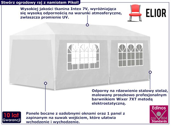 Biały namiot ogrodowy z zamkiem N6-R83