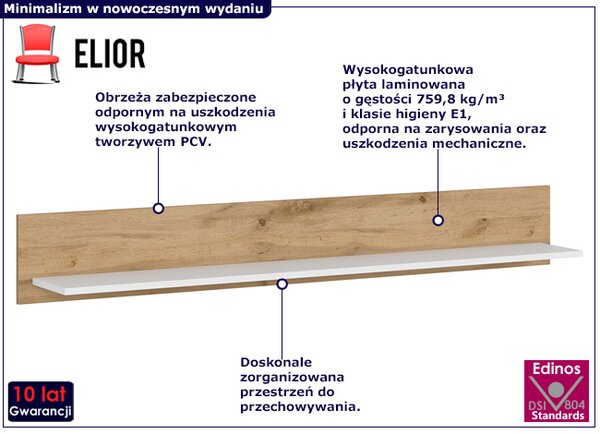Skandynawska pólka ścienna 150 cm G8-P23