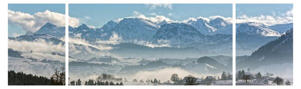 Obraz ośnieżonych gór (170x50 cm)