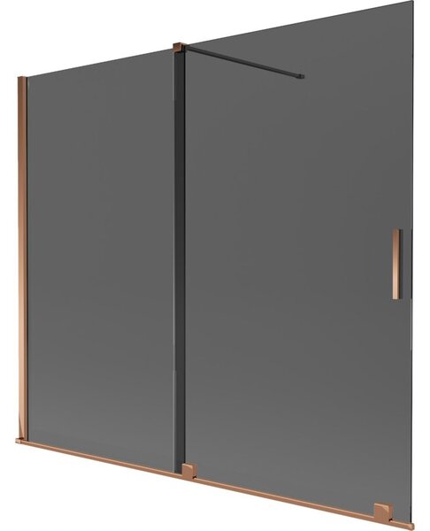 Mexen Velar parawan nawannowy 2-skrzydłowy rozsuwany 180 x 150 cm, grafit, różowe złoto - 896-180-000-41-60