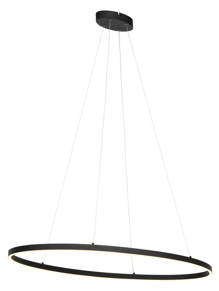 Designerska lampa wisząca czarna owalna z wbudowanym LED 3-stopniowo ściemnialna - Ovallo