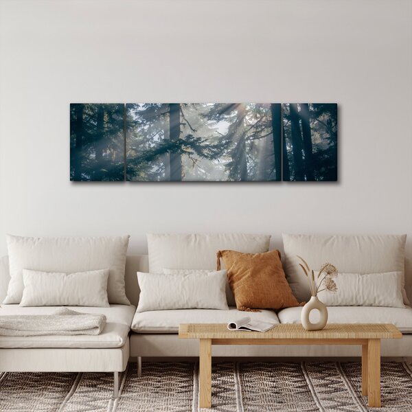 Obraz drzew, przez które prześwieca słońce (170x50 cm)
