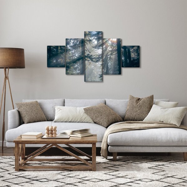 Obraz drzew, przez które prześwieca słońce (125x70 cm)