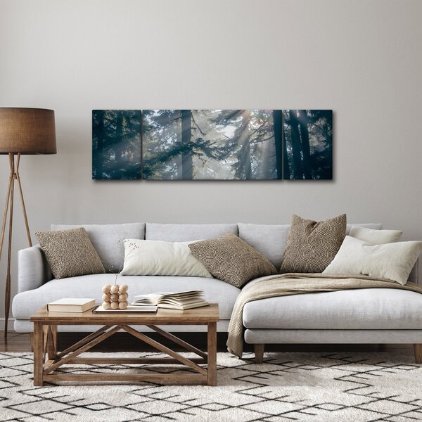 Obraz drzew, przez które prześwieca słońce (170x50 cm)