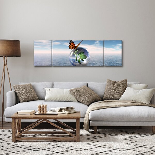 Obraz motyla na szklanej kuli (170x50 cm)
