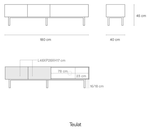 Zielono-naturalna szafka pod TV w dekorze dębu 180x45 cm Arista – Teulat