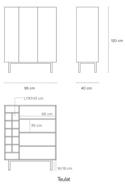 Czarna wysoka komoda w dekorze dębu 95x120 cm Arista – Teulat
