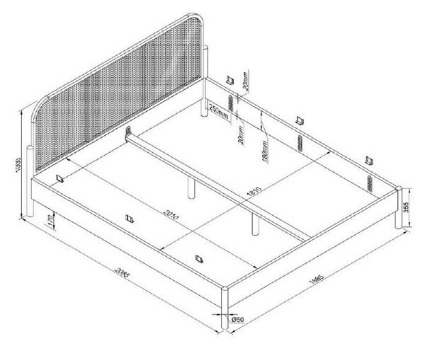 Łóżko dwuosobowe z litego drewna dębowego bez stelaża 180x200 cm w naturalnym kolorze Olive Rotan – Vipack