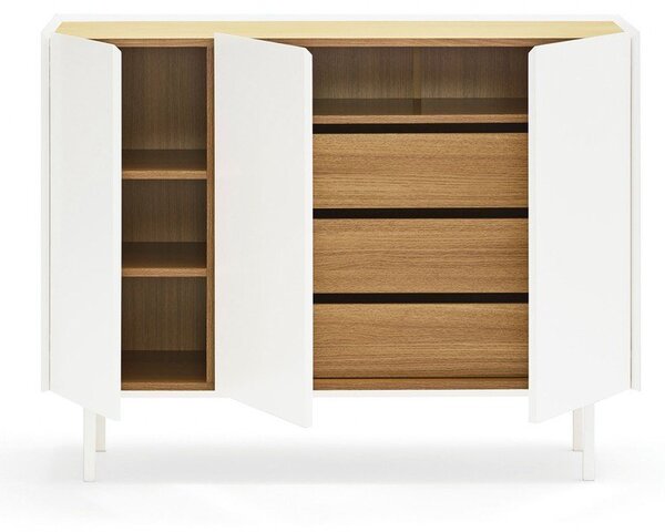 Biała niska komoda w dekorze dębu 110x85 cm Arista – Teulat