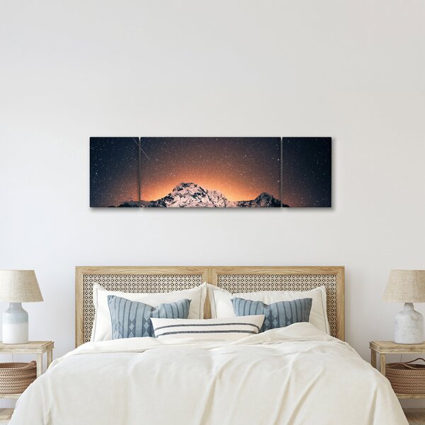 Obraz gwiaździstego nieba z górami (170x50 cm)
