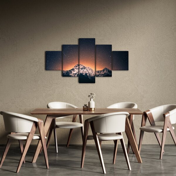 Obraz gwiaździstego nieba z górami (125x70 cm)