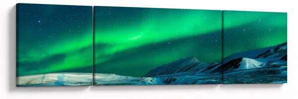Obraz ludzi w pobliżu zorzy polarnej (170x50 cm)