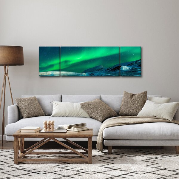 Obraz ludzi w pobliżu zorzy polarnej (170x50 cm)