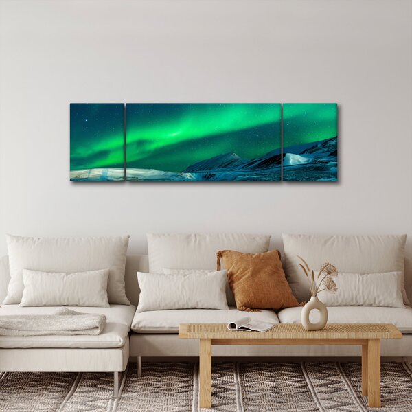Obraz ludzi w pobliżu zorzy polarnej (170x50 cm)