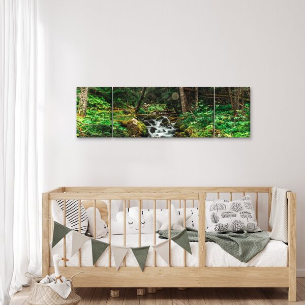 Obraz strumienia w lesie (170x50 cm)