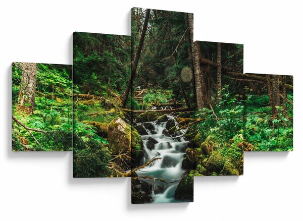 Obraz strumienia w lesie (125x70 cm)