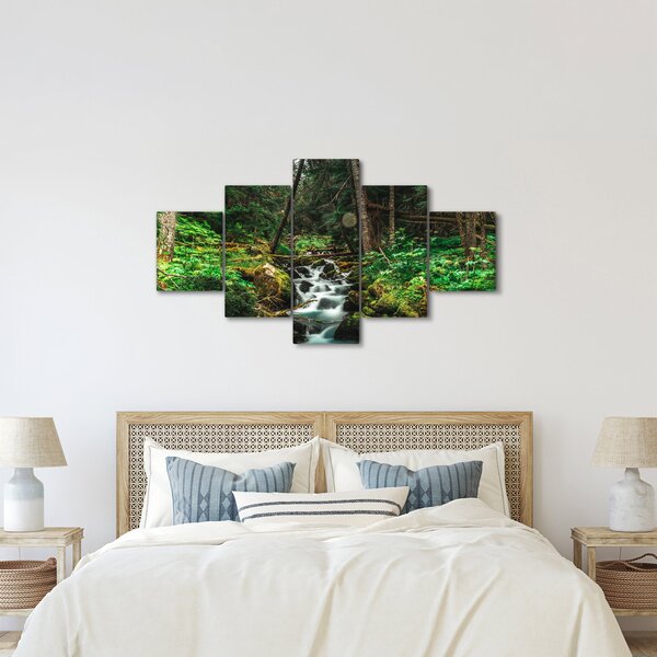 Obraz strumienia w lesie (125x70 cm)