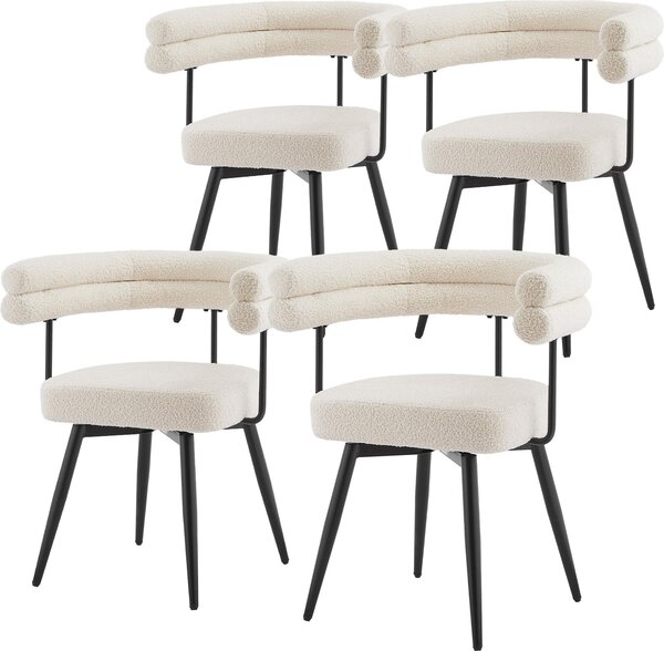 ML-Design Krzesła do jadalni obrotowe, zestaw 4 sztuki w kolorze beżowym, ergonomiczne krzesło do salonu z podłokietnikami i oparciem, obrotowe o 360°, z metalowymi nogami
