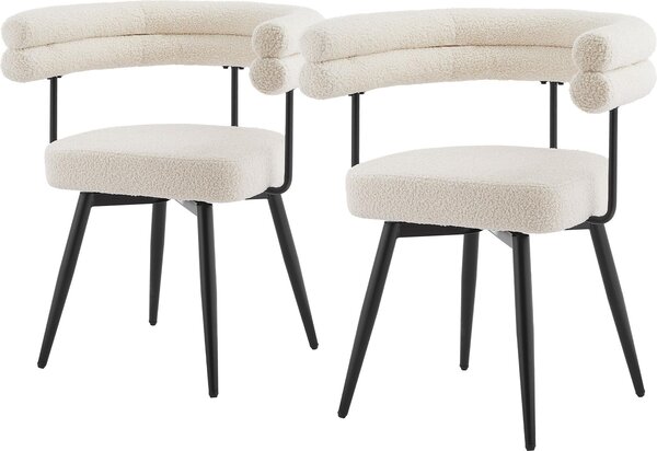 ML-Design Krzesła do jadalni obrotowe, zestaw 2 sztuki w kolorze beżowym, ergonomiczne krzesło do salonu z podłokietnikami i oparciem, obrotowe o 360°, z metalowymi nogami