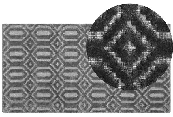 Nowoczesny dywan z wiskozy geometryczny wzór 80 x 150 cm ciemnoszary Adatepe Beliani