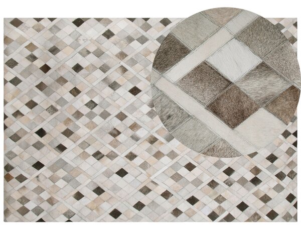 Dywan wielokolorowy skórzany 160 x 230 cm patchwork wzór geometryczny Hirka Beliani
