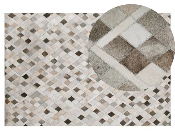 Dywan wielokolorowy skórzany 140 x 200 cm patchwork wzór geometryczny Hirka Beliani