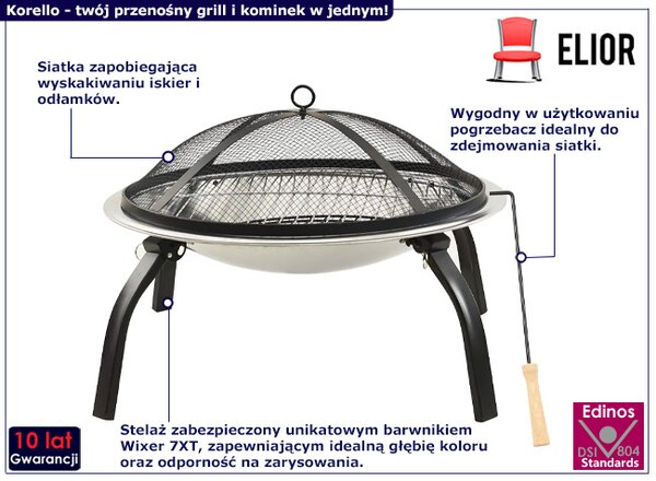 Palenisko ogrodowe z grillem i pogrzebaczem K8-E03
