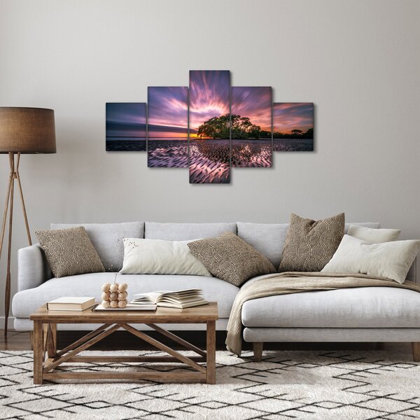 Obraz plaży o zachodzie słońca (125x70 cm)