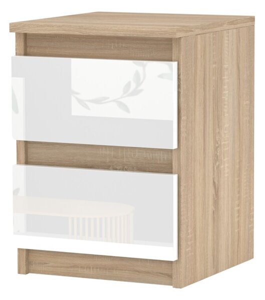 Szafka Nocna STIVMEBLE 2 Szuflady 30x30x40 cm DÄ b Sonoma BiaÅy PoÅysk
