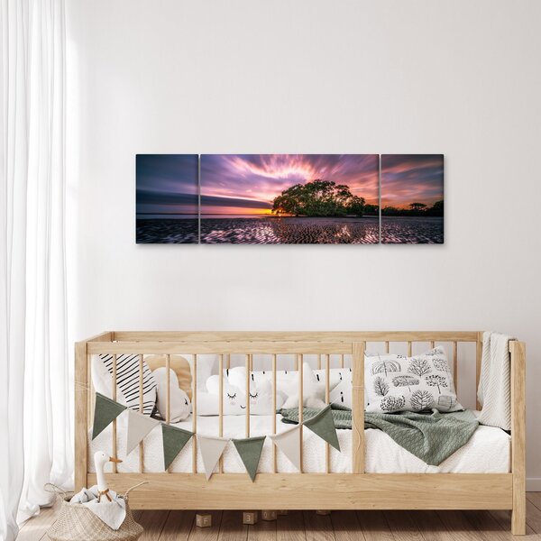 Obraz plaży o zachodzie słońca (170x50 cm)