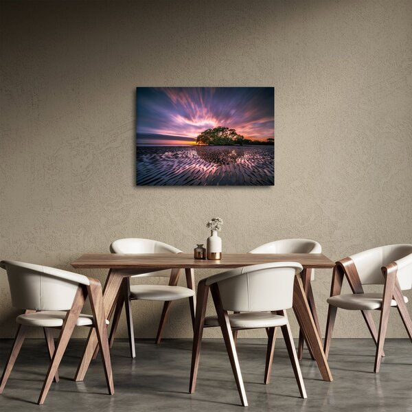Obraz plaży o zachodzie słońca (70x50 cm)