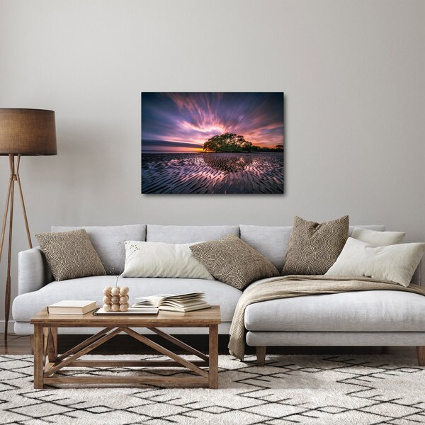 Obraz plaży o zachodzie słońca (70x50 cm)