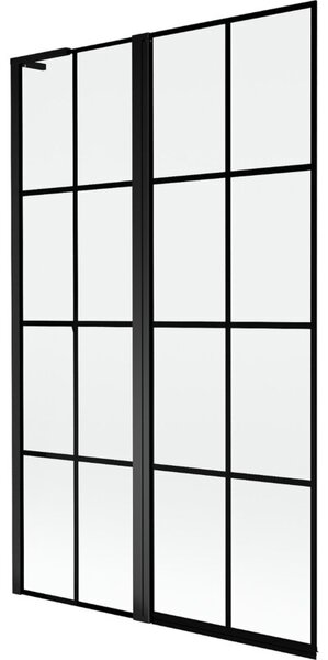 Mexen Mist L parawan nawannowy 2-skrzydłowy lewy 110 x 150 cm, czarna kratka, czarny - 8A9L-110-011-70-77-L