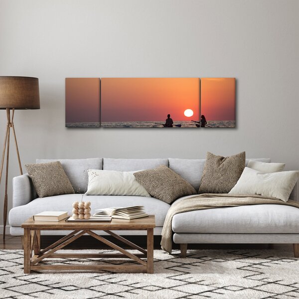 Obraz kajakarzy o zachodzie słońca (170x50 cm)