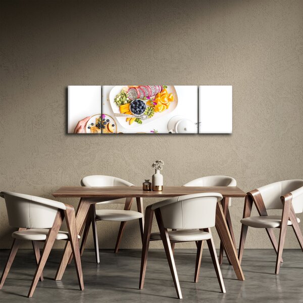 Obraz talerzy z owocami na stole (170x50 cm)