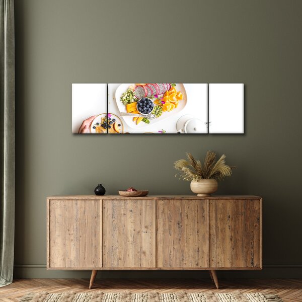Obraz talerzy z owocami na stole (170x50 cm)