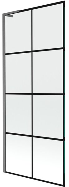 Mexen Next L parawan nawannowy 1-skrzydłowy 80 x 150 cm, czarna kratka, gun gray szczotkowany - 895-080-000-03-77-66