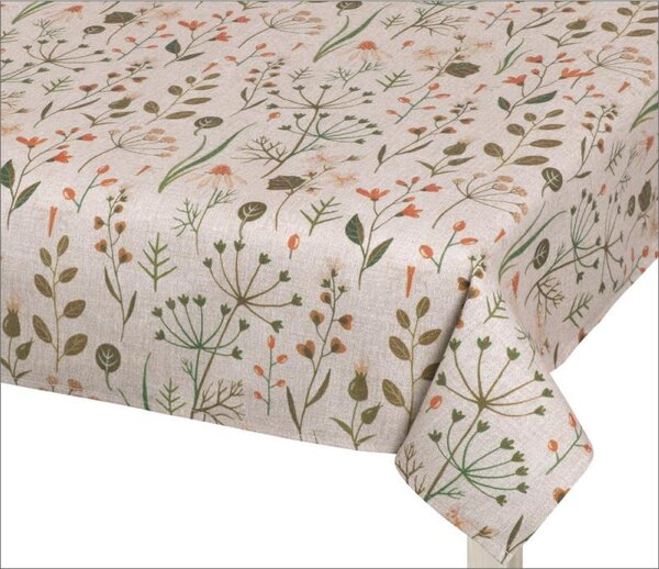 Obrus DITA – okrgy, rednica 130 cm (zdjcie wzoru) – beowy, zielony, pomaraczowy