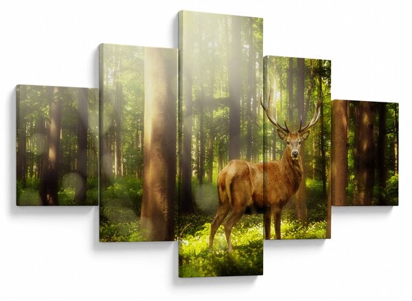 Obraz jelenia w lesie (125x70 cm)