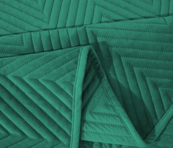 Zielona aksamitna narzuta na łóżko ARROW VELVET Rozmiar: 200 x 220 cm