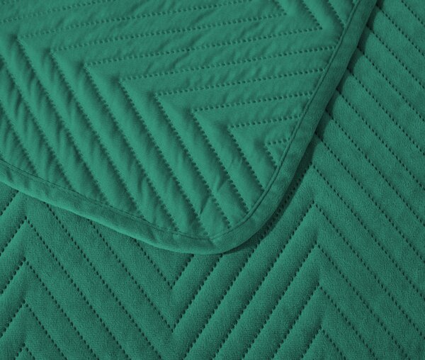 Zielona aksamitna narzuta na łóżko ARROW VELVET Rozmiar: 200 x 220 cm