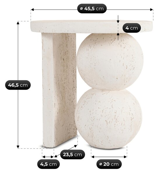 Stolik Kawowy RICO 45,5 cm Krem/Beż Nowoczesny