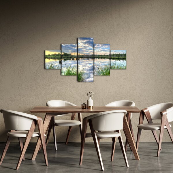 Obraz jeziora z trzcinami (125x70 cm)