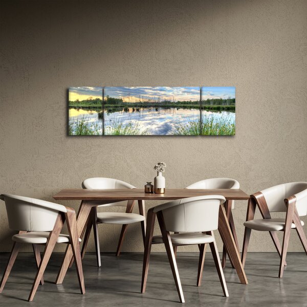 Obraz jeziora z trzcinami (170x50 cm)